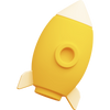A yellow rocket icon that represents the brand strategy call feature of our logo design service.  
