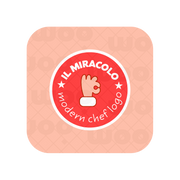 Chef hand logo in red and pink