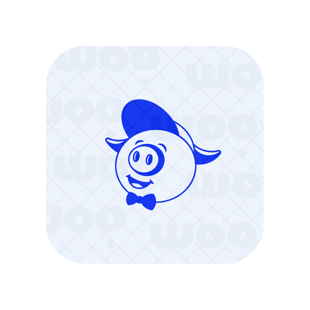 Retro piggy logo in blue