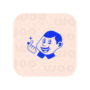 Modern money logo in blue with a retro character