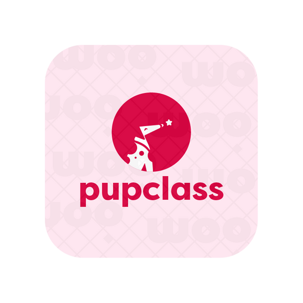 Modern dog training logo in red with a modern brand name